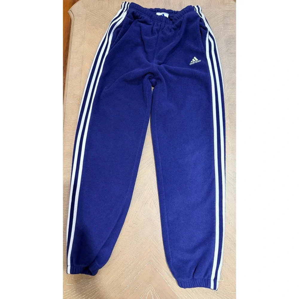 Adidas Vintage Fleece Sweatpants Royal Blue 3 Stripe Joggers ARK001 Small - Picture 1 of 6